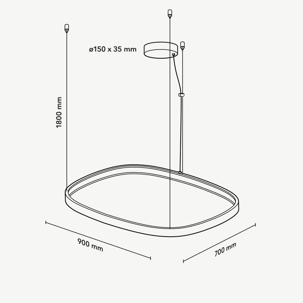 HALO Square LED suspended ring light - Black