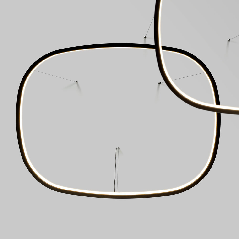 HALO Square LED suspended ring light - Black