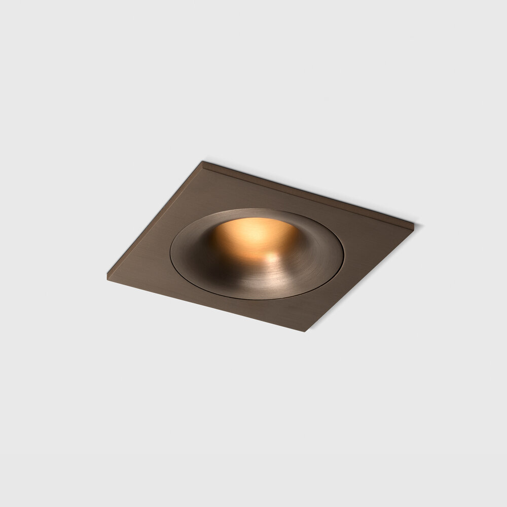 FLOW - Deep recessed LED downlight square - Brushed Bronze