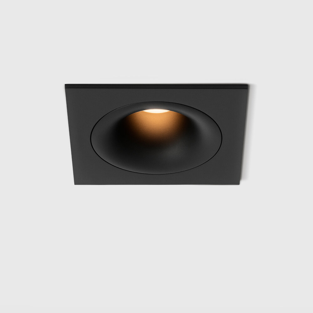 FLOW - Deep recessed LED downlight square - Powder coated Black