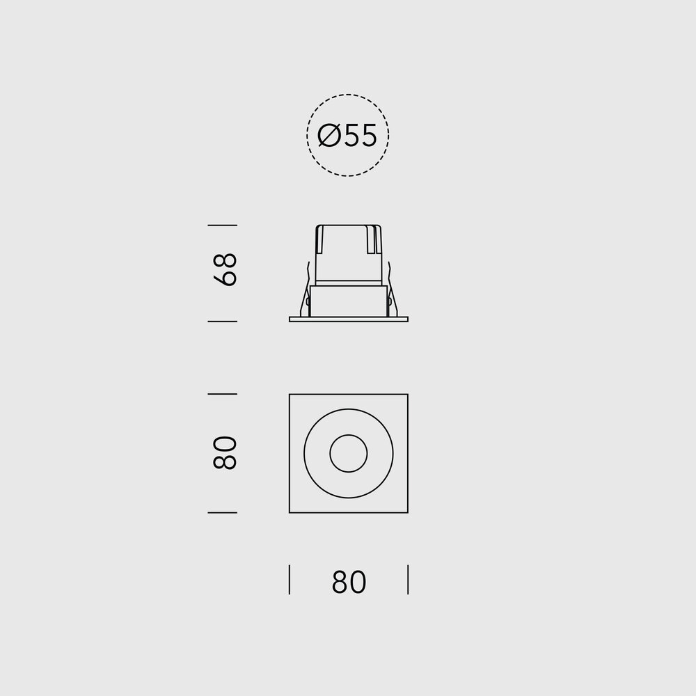 FLOW - Deep recessed LED downlight square - White