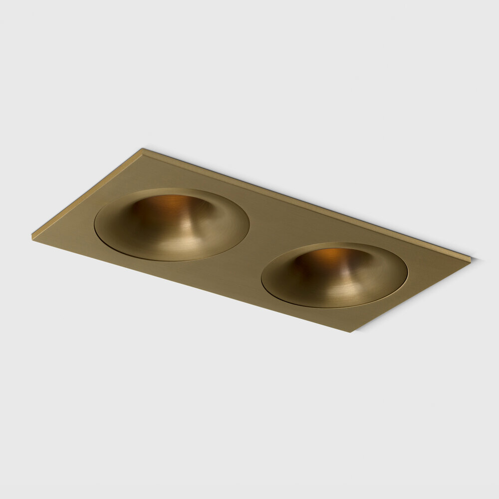 FLOW - Deep recessed LED downlight double square - Brushed Gold
