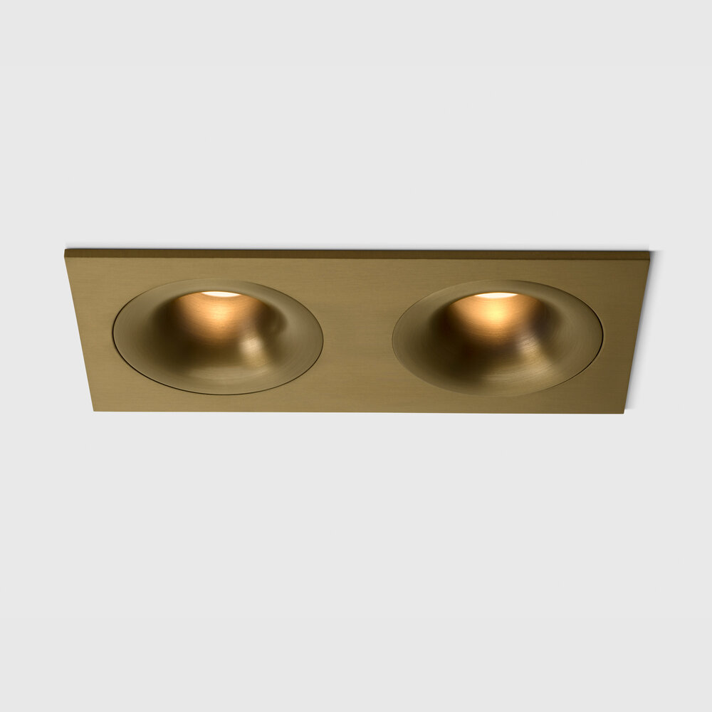 FLOW - Deep recessed LED downlight double square - Brushed Gold