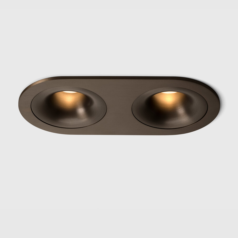 FLOW - Deep recessed LED downlight double round - Brushed Bronze