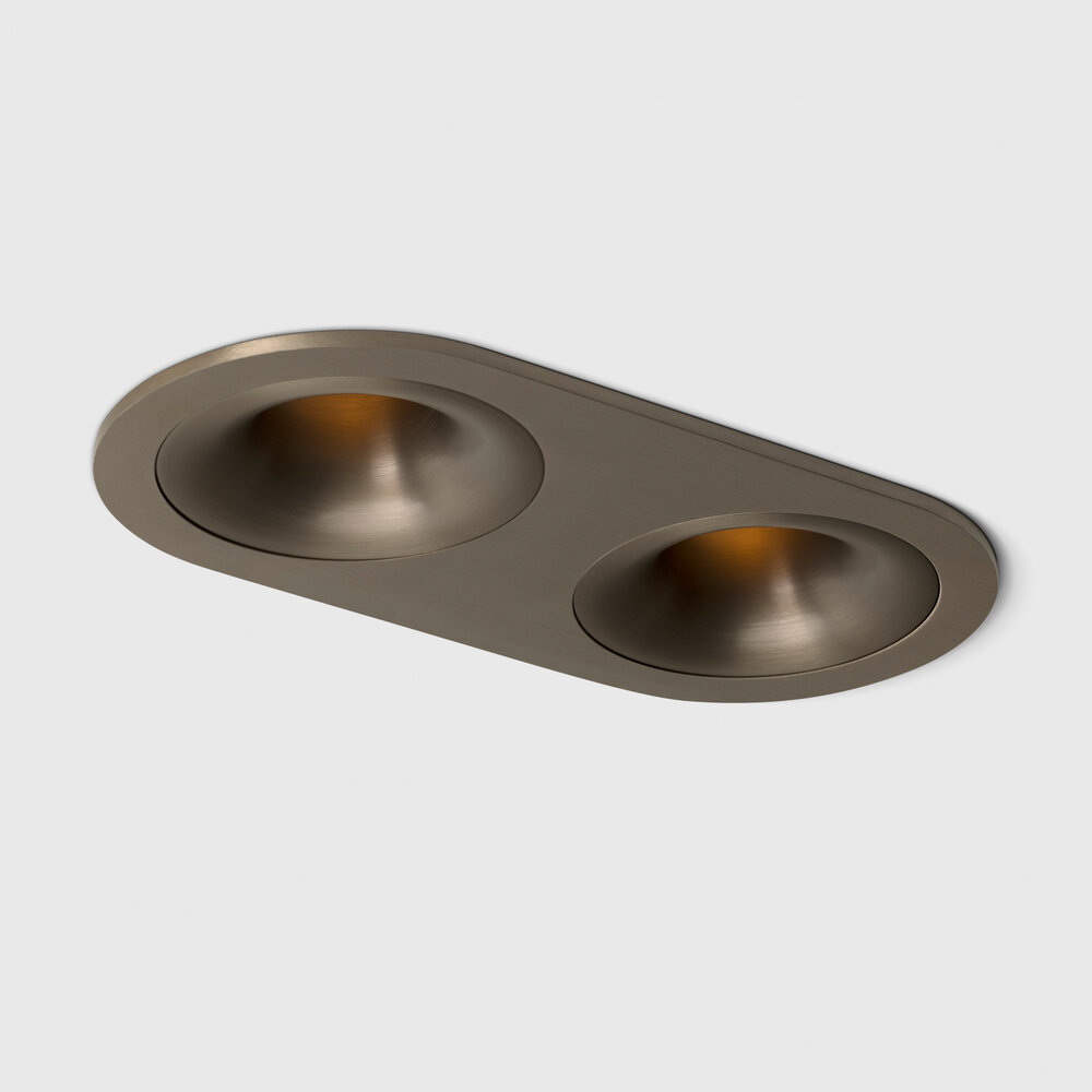 FLOW - Deep recessed LED downlight double round - Brushed Champagne