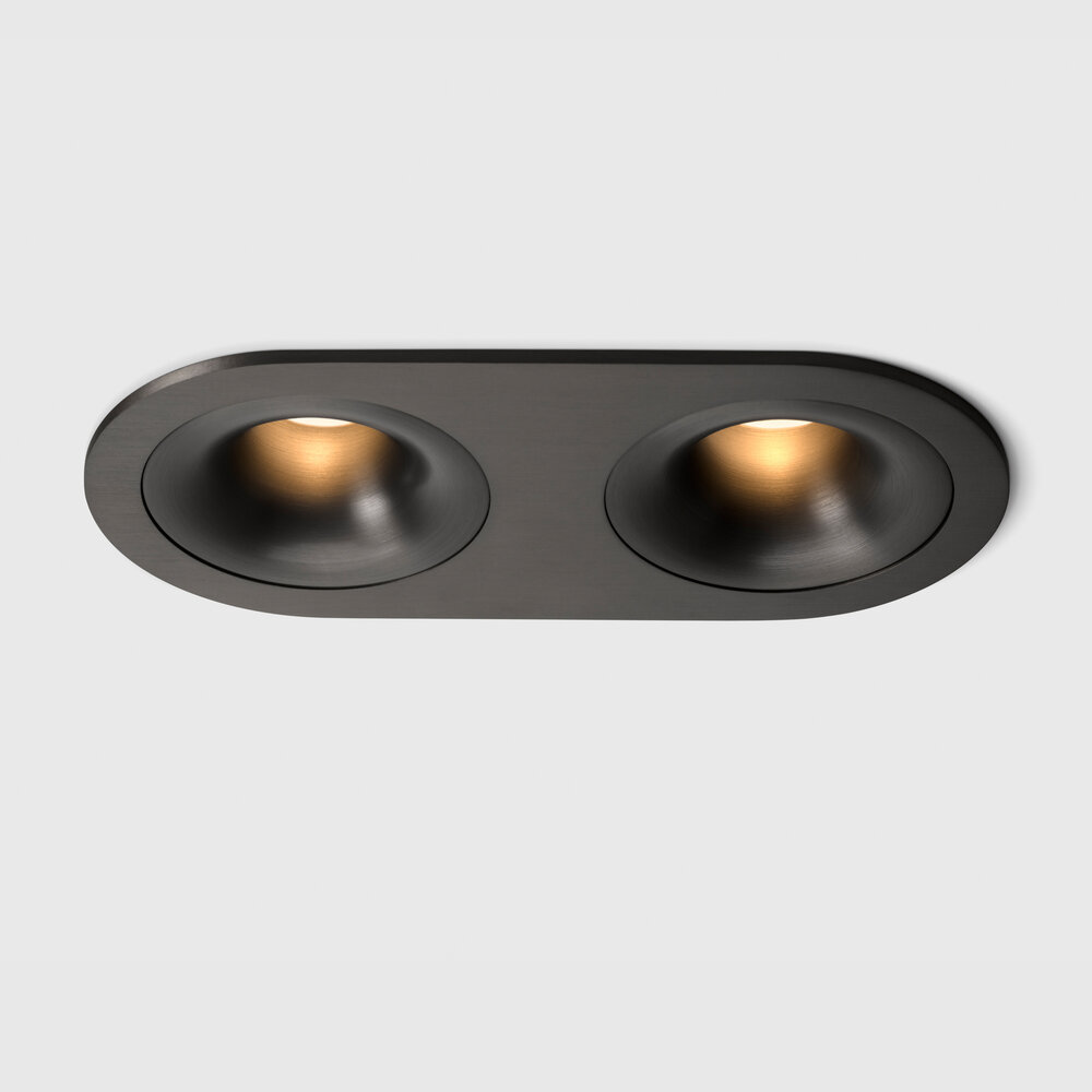 FLOW - Deep recessed LED downlight double round - Brushed Black