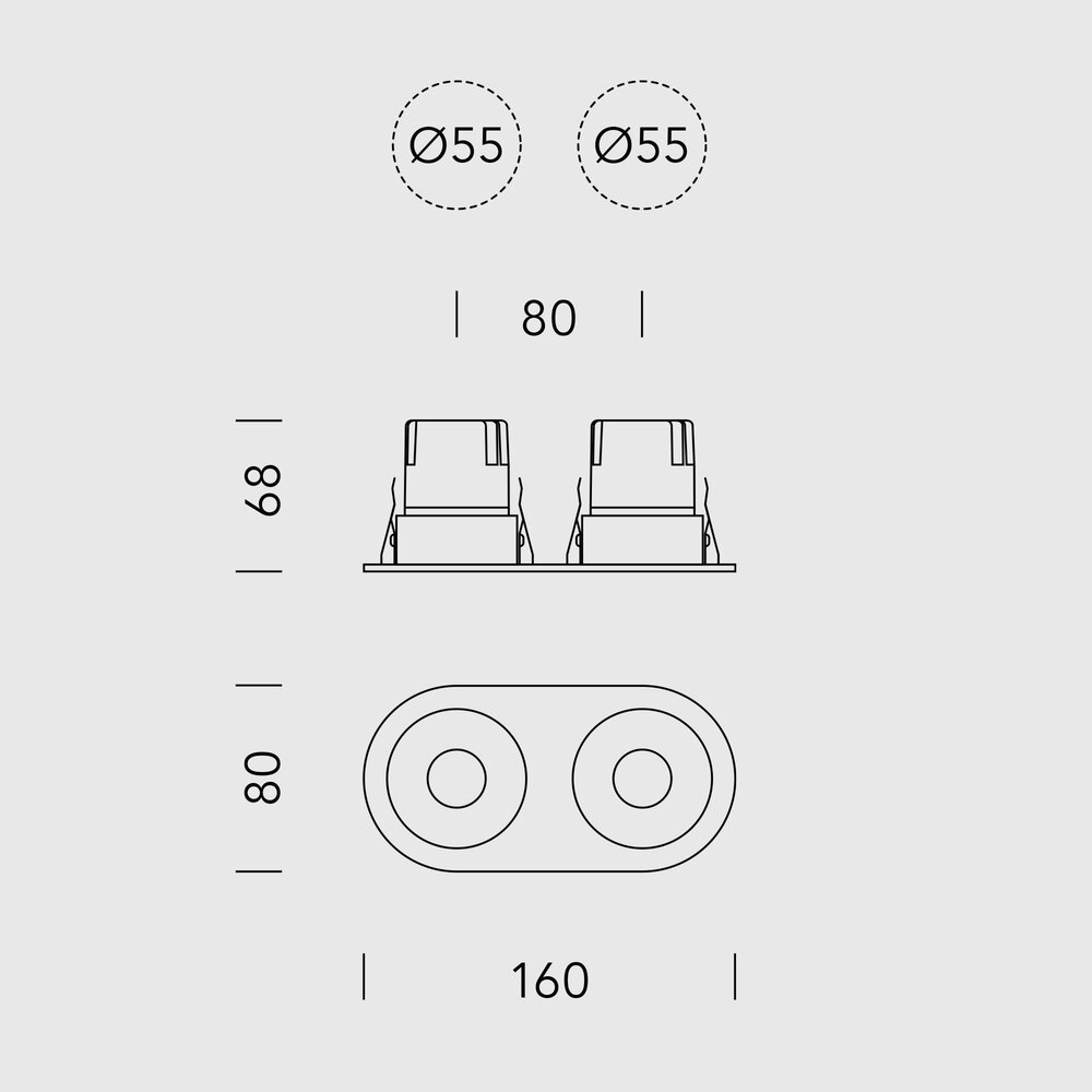 FLOW - Deep recessed LED downlight double round - Powder coated White