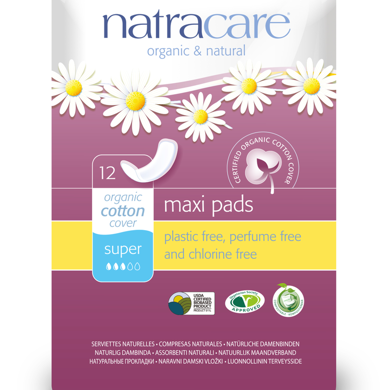 Natracare Serviettes Hygiéniques Ultra Extra Super sans Ailettes 12 pièces