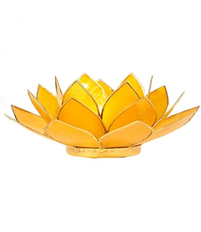 Candle holder open lotusflower yellow