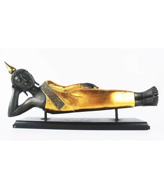 Fine Asianliving Statua di Buddha Posa Decorazione Oro L56xP14xH29cm