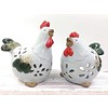Fine Asianliving Set of Two Roosters White Pottery