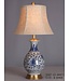 Chinese Table Lamp Porcelain Blue Flowers Craquelure D36xH68cm