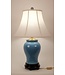 Chinese Tafellamp Porselein Blauw met Kap
