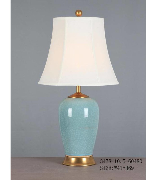 Chinese Tafellamp Porselein Glassy Blauw D41xH69cm