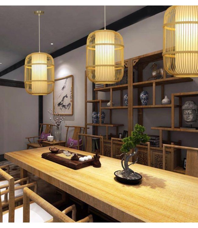 Bamboo Lampshade Pendant Light Handmade - Dior D35xH50cm