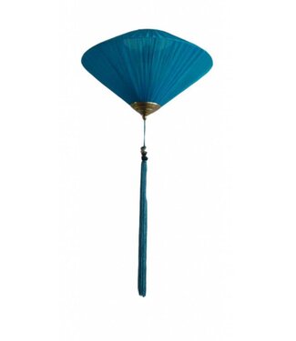 Fine Asianliving Chinesische Lampe Ozeanblau Seide D40xH25cm