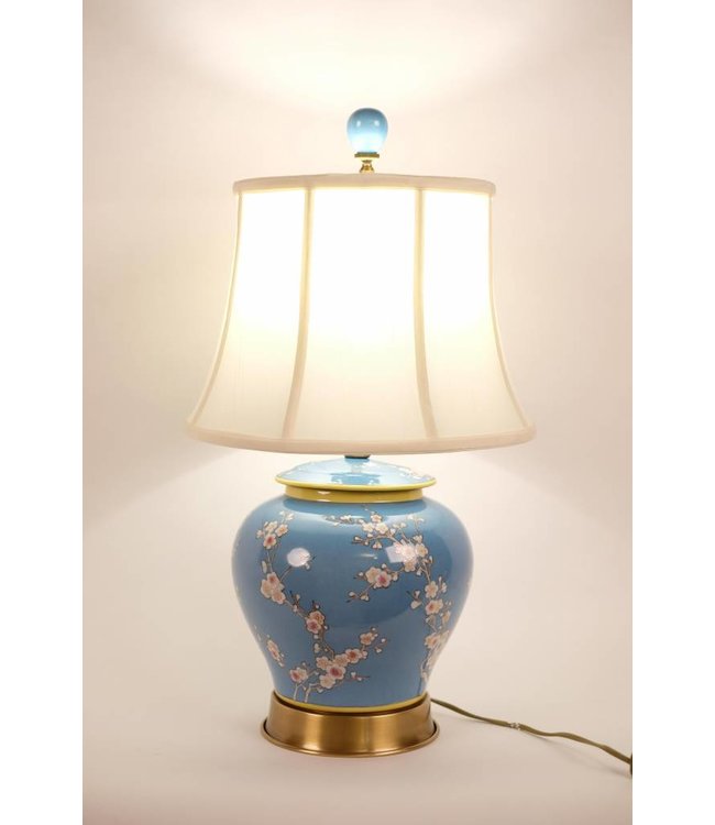 Chinesische Tischlampe Porzellan Blau handbemalte Blüten B38xT38xH53cm