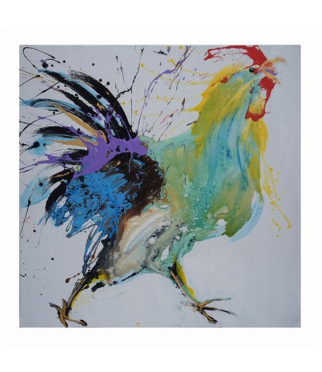 Oil Painting Chinese Rooster Hand-painted W70xH70cm