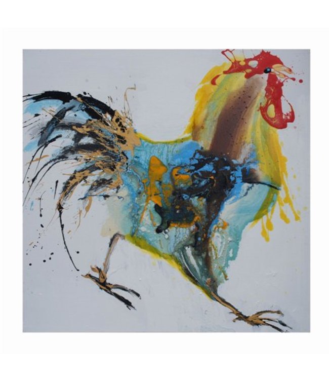 Oil Painting Chinese Rooster Hand-painted W70xH70cm