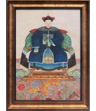 Fine Asianliving Peinture de Portrait d'Ancêtre Chinois Fait à La Main W36xH48cm