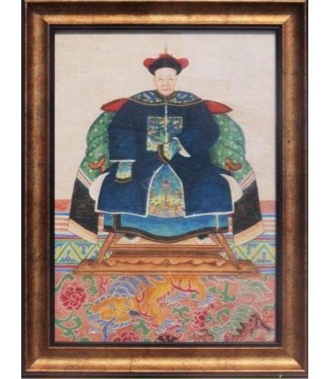 Chinese Voorouderportret Schilderij B36xH48cm Glicee Handgemaakt