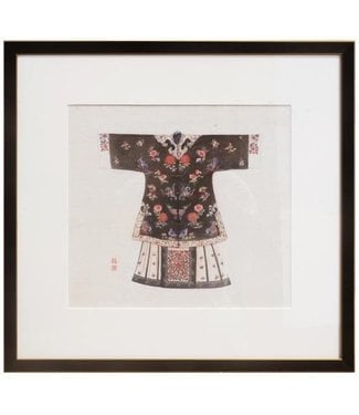 Fine Asianliving Peinture Chinoise Avec Cadre Vêtements Chinois Noir L43xH43cm