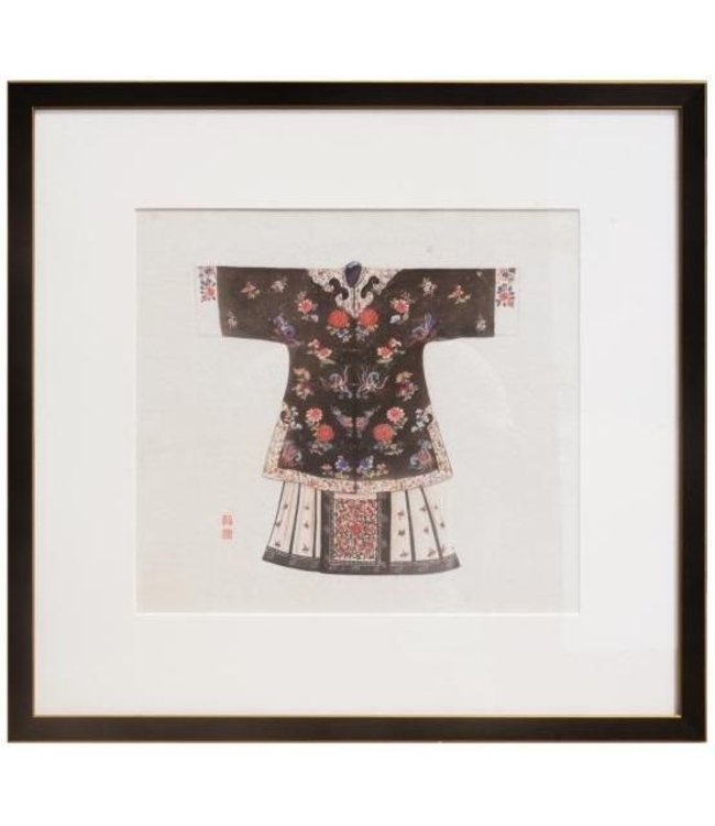 Peinture Chinoise Avec Cadre Vêtements Chinois Noir L43xH43cm