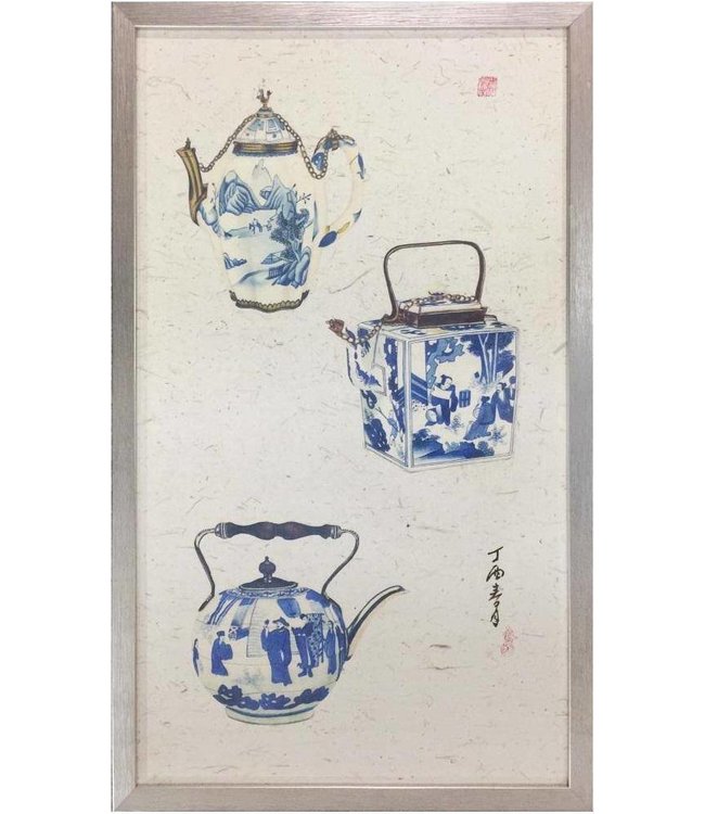 Chinese Painting 3 Blue Pots