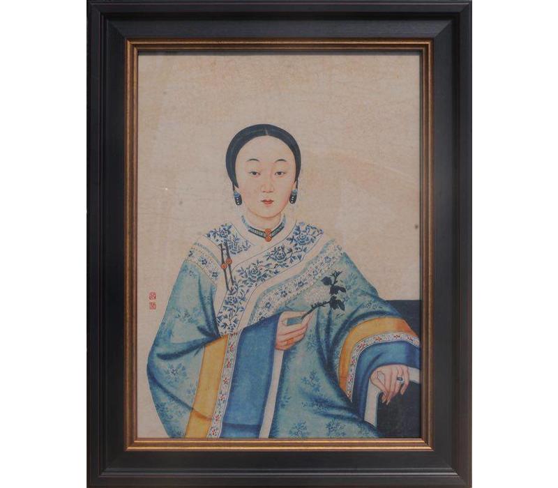 Chinesische Malerei Gerahmte Wand-Dekor-Chinesische Dame B32xH42cm