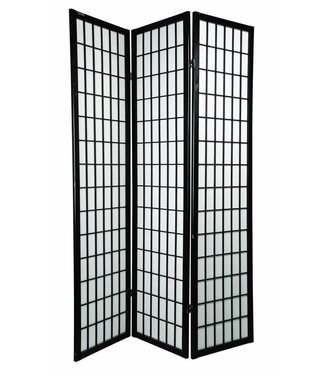 Fine Asianliving Japanse Kamerscherm B135xH180cm 3 Panelen Shoji Rijstpapier Zwart - Tana