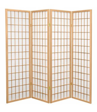 Fine Asianliving Japanische Paravent Raumteiler Trennwand B180xH180cm 4-teilig Shoji Reispapier Naturell