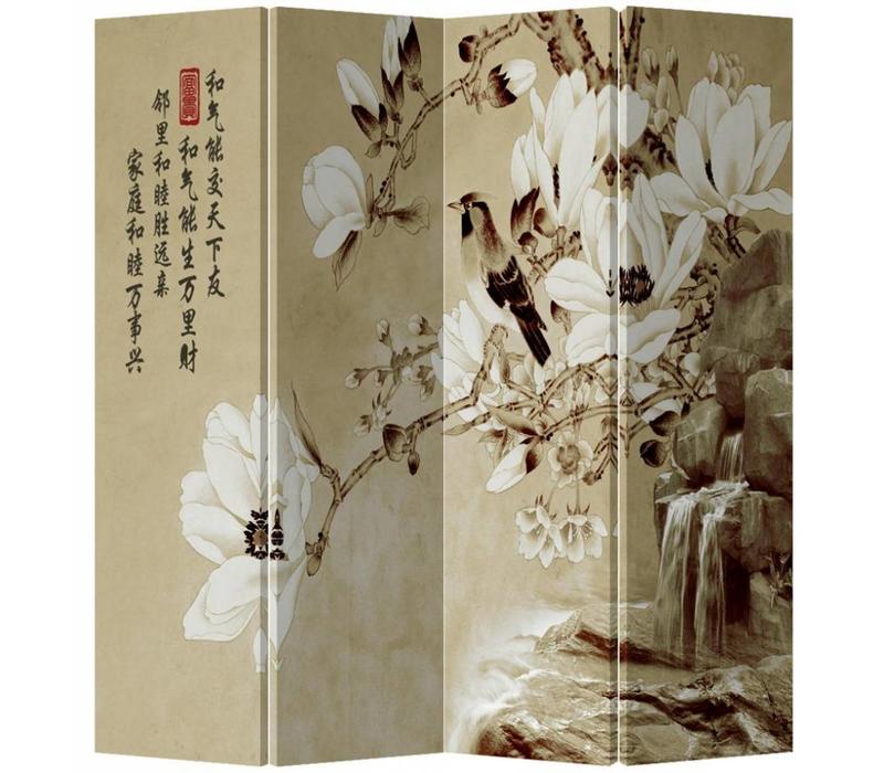 Chinesischer Paravent Raumteiler B160xH180cm  Weiße Blüten