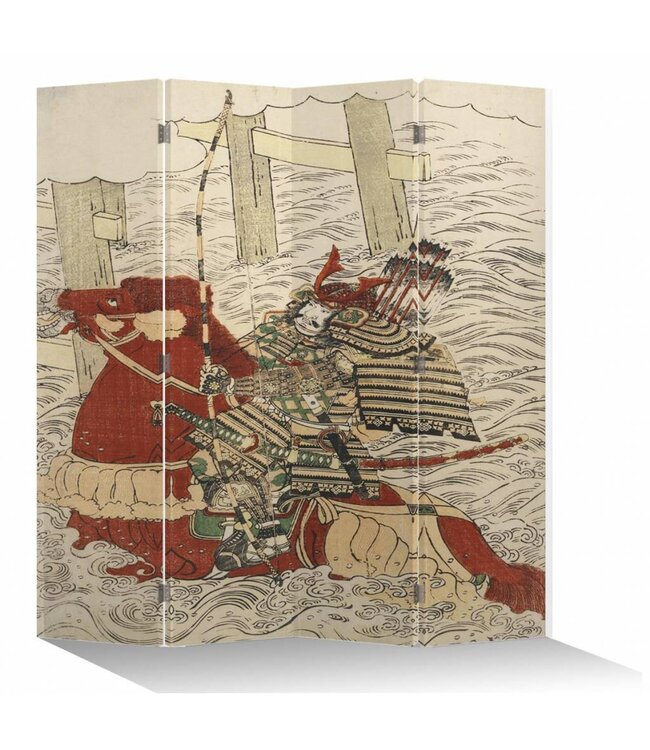 Paravent en Toile L160xH180cm 4 Panneaux Général Japonais
