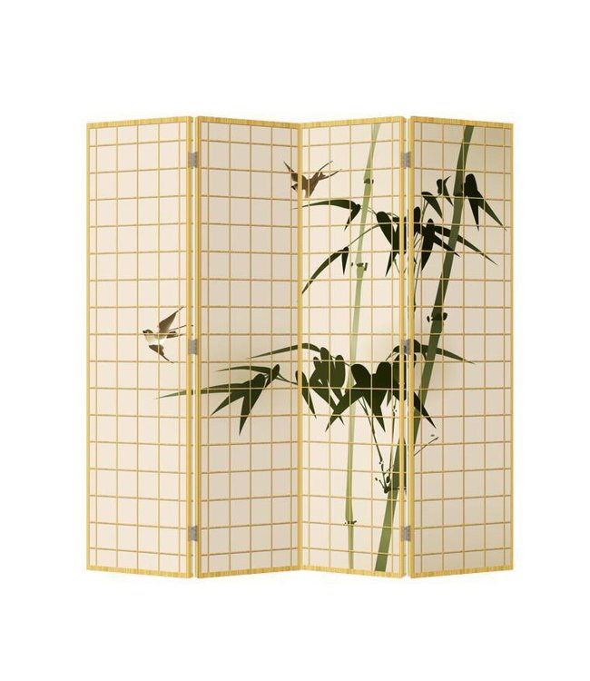 Room Divider Privacy Screen 4 Panels W160xH180cm Bamboo Natural