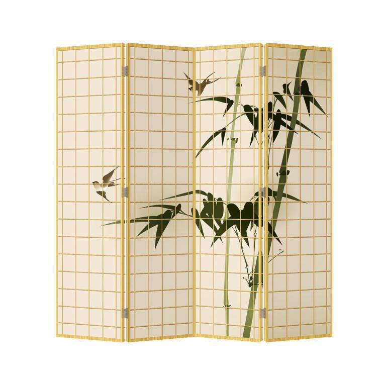 Japanische Paravent Raumteiler B160xH180cm 4-teilig Japanische Bambus -  Orientique - Asianliving