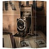 Fine Asianliving Kamerscherm Scheidingswand B160xH180cm 4 Panelen Vintage Camera