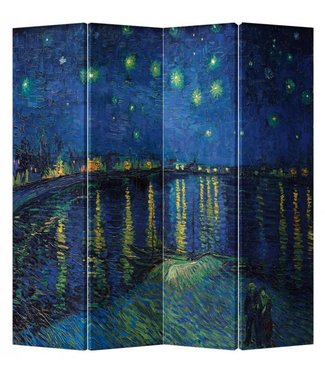 Fine Asianliving Biombo Separador Anch160xAlt180cm Van Gogh La Noche Estrellada 4 Paneles