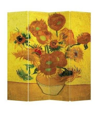 Fine Asianliving Room Divider Privacy Screen 4 Panel Van Gogh Sunflowers L160xH180cm