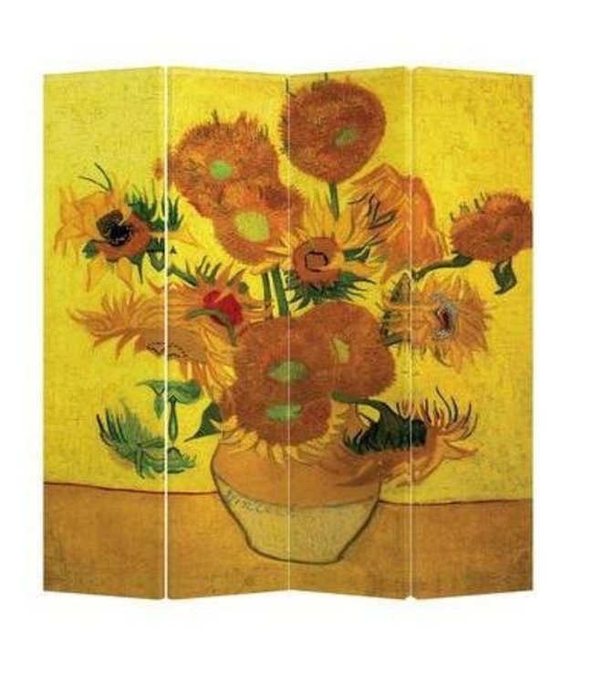 Room Divider Privacy Screen 4 Panel Van Gogh Sunflowers L160xH180cm