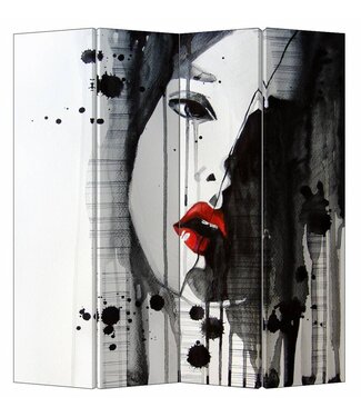 Fine Asianliving Room Divider Privacy Screen 4 Panel Art Lipstick L160xH180cm