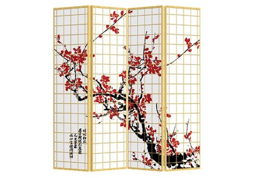 Fine Asianliving Japans Kamerscherm Oosters Scheidingswand B160xH180cm 4 Panelen Japanse Sakura