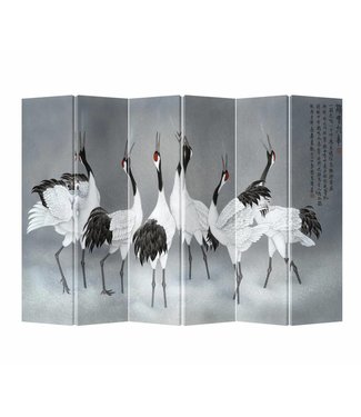 Fine Asianliving Chinese Oriental Room Divider Folding Privacy Screen 6 Panel Cranes L240xH180cm