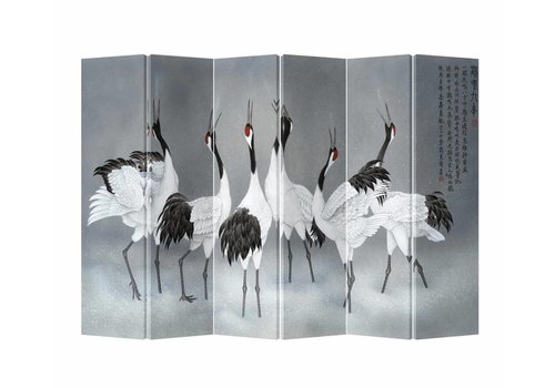 Fine Asianliving Chinese Oriental Room Divider Folding Privacy Screen 6 Panel Cranes L240xH180cm