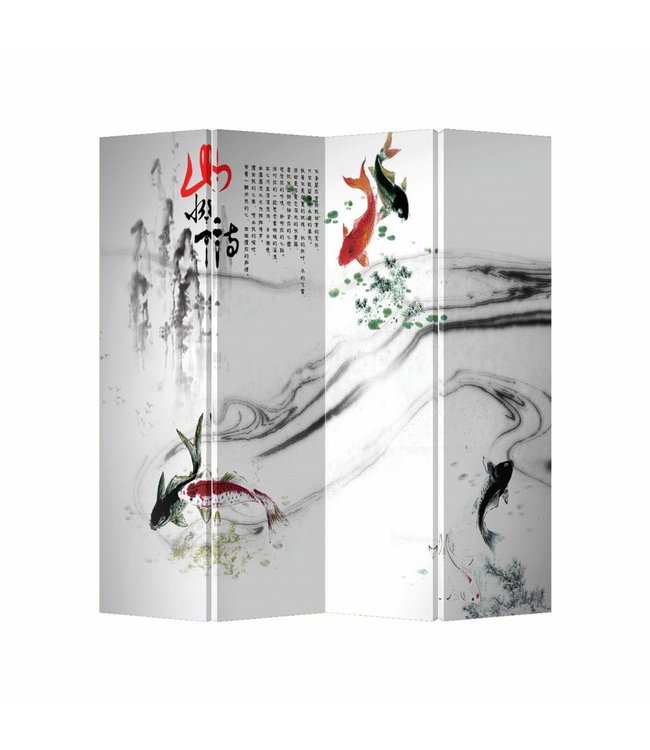Paravento Cinese L160xA180cm 4 Pannelli Carpe Koi