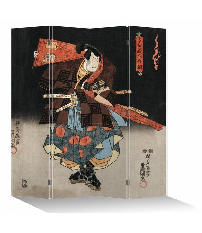 Japans Kamerscherm Oosters Scheidingswand B160xH180cm 4 Panelen Japanse Samurai