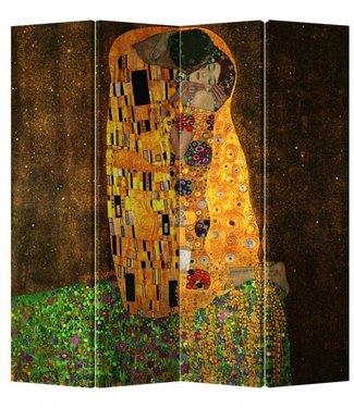 Fine Asianliving Paravent Interieur L160xH180cm 4 Panneaux Gustav Klimt Le Baiser