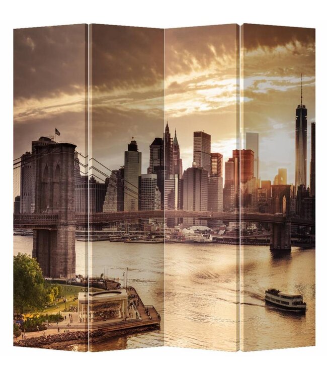 Kamerscherm Scheidingswand B160xH180cm 4 Panelen New York Brooklyn Bridge