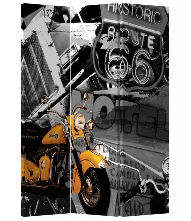 Kamerscherm Scheidingswand B120xH180cm 3 Panelen Retro Route 66