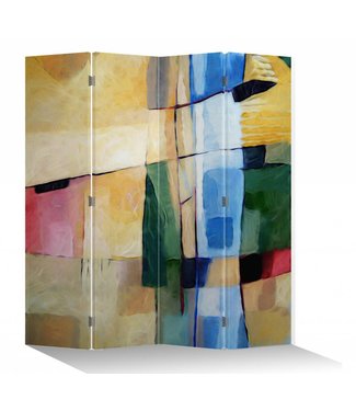 Fine Asianliving Room Divider Privacy Screen 4 Panels W160xH180cm Oil Painting Style Abstract