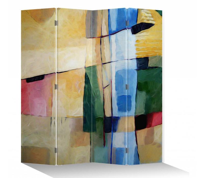 Room Divider Privacy Screen 4 Panels W160xH180cm Oil Painting Style Abstract